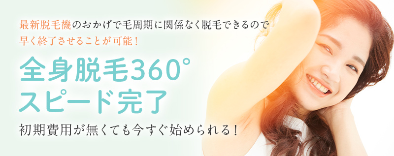 全身脱毛360° スピード完了 初期費用が無くても今すぐ始められる!